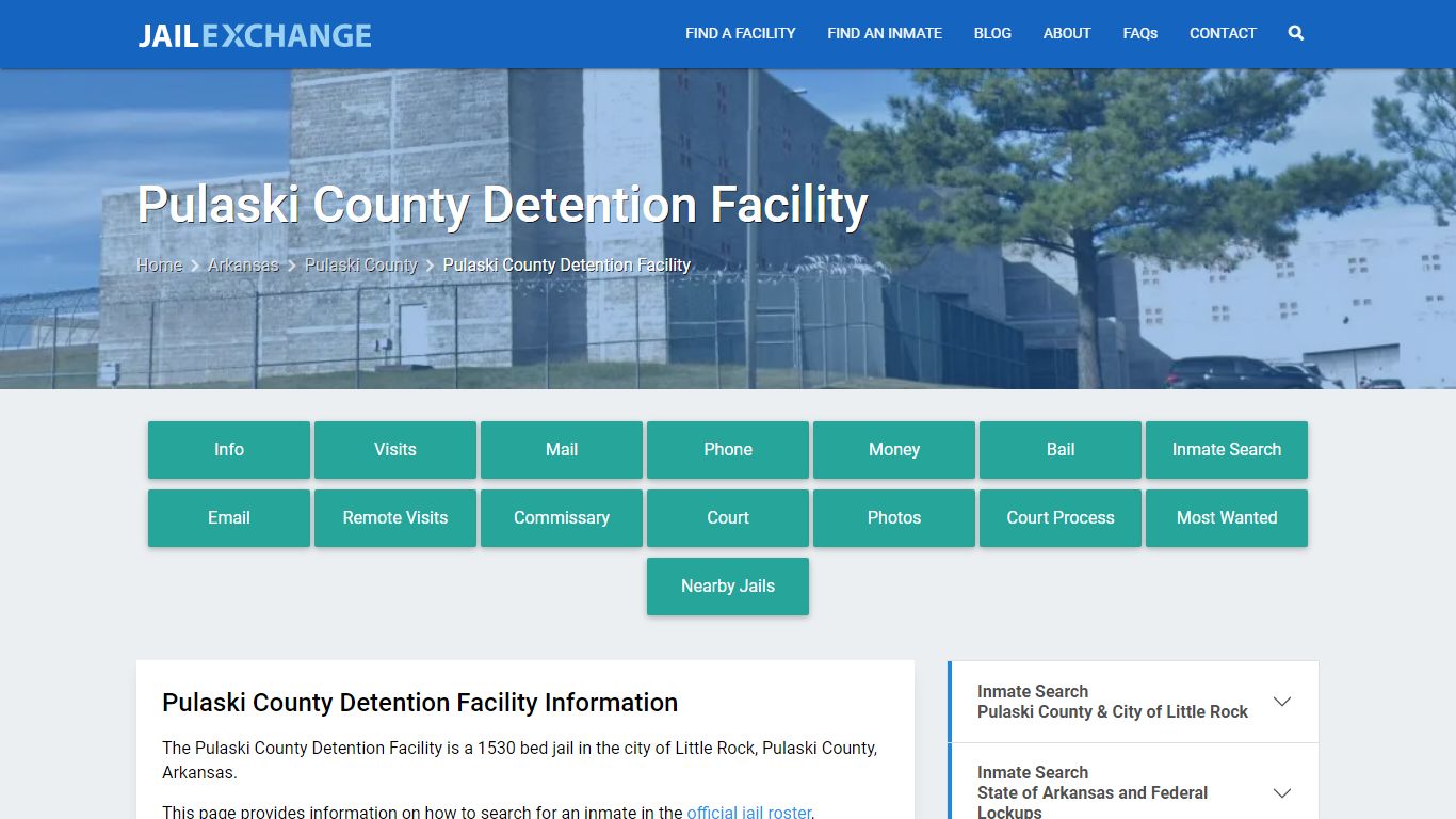 Pulaski County Detention Facility, AR Inmate Search, Information